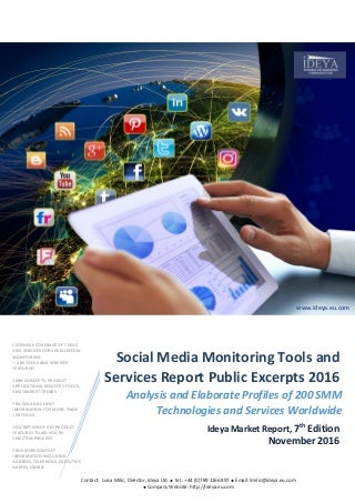 Social Media Monitoring Tools and Services Report 2015, 6th Edition - Public Excerpts