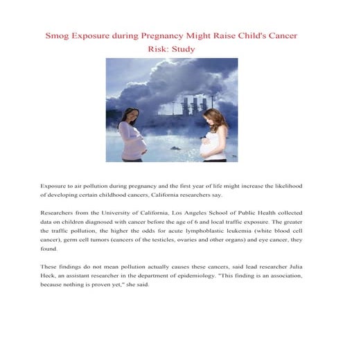 Smog exposure during pregnancy might raise child