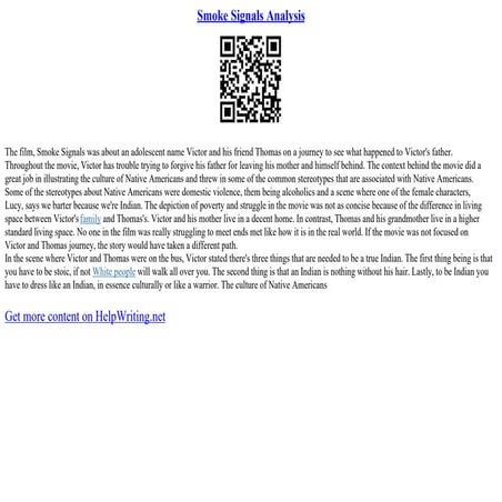 Smoke Signals Analysis | PDF