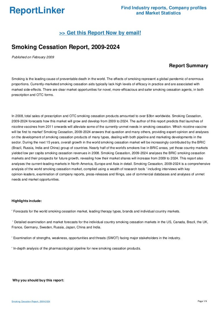 Smoking Cessation Report, 20092024