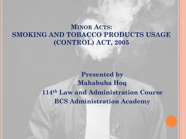 tobacco products control act Laws Tobacco and vapor product laws