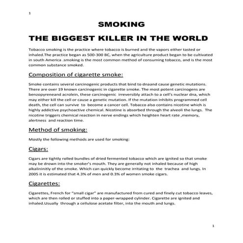 Smoking the biggest killer by dr.ijaz alam