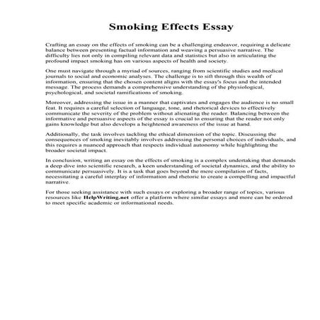 Smoking Effects Essay. North Dakota State College of Science