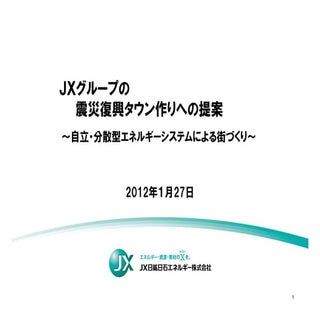 ＪＸグループの震災復興タウン作りへの提案　～自立・分散型エネルギーシス...