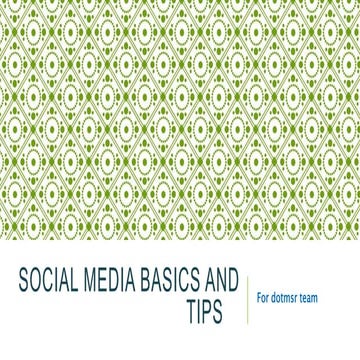 Social Media Basics for dotmsr editors