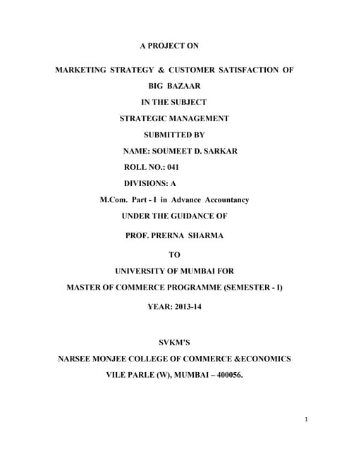 MARKETING STRATEGY & CUSTOMER SATIS...