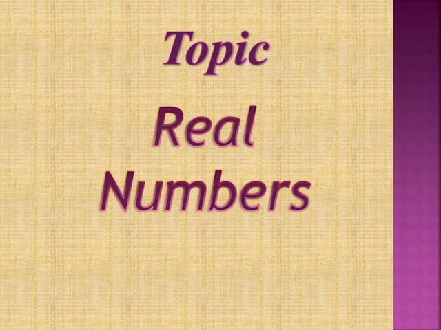 Real Numbers