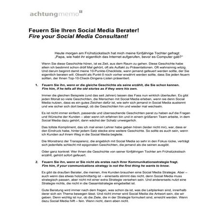 Feuern Sie Ihren Social Media Berater - Manuskript