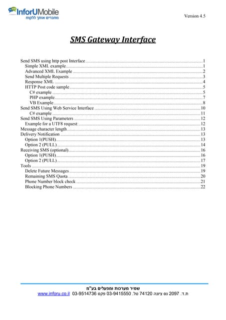 InfoSMS API for Sending SMS
