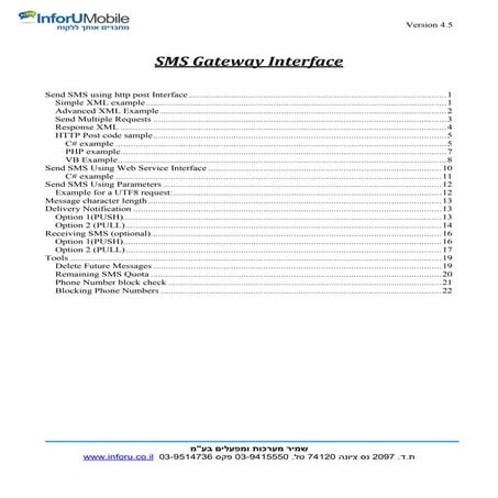 InfoSMS API for Sending SMS | PDF
