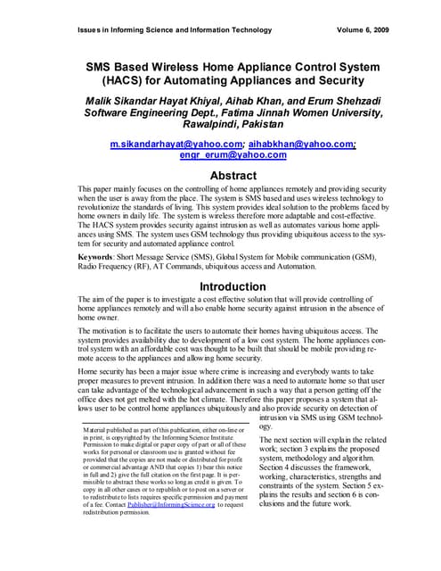 Sms based wireless appliances control