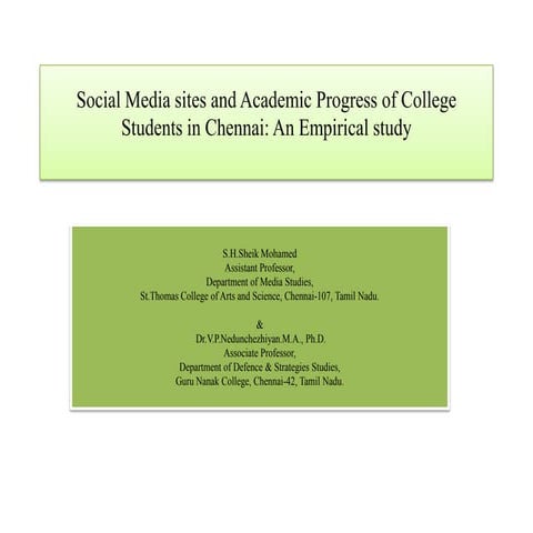 SOCIAL MEDIA AND COLLEGE STUDENTS