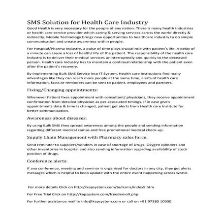 SMS Solution for Health Care Industry