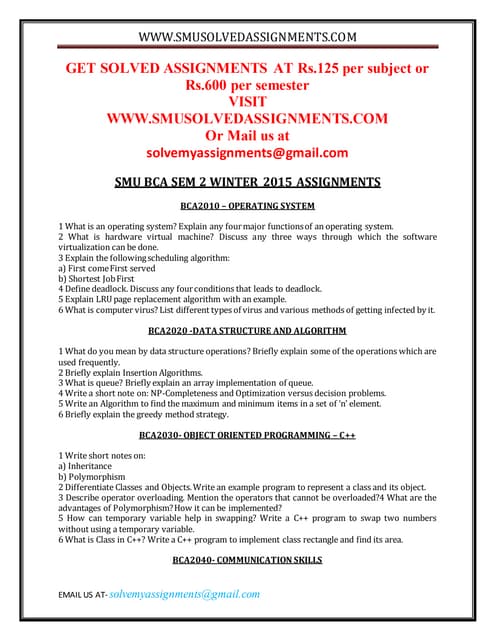 Smu bca sem 2 winter 2015 assignments