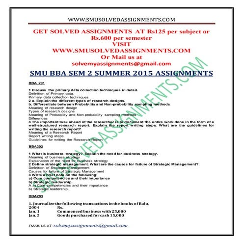 Smu bba sem 2 summer 2015 assignments