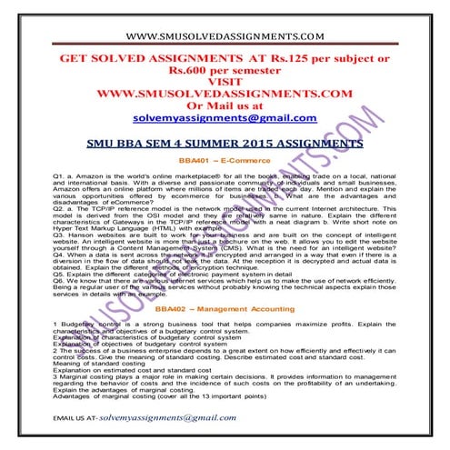 Smu bba sem 4 summer 2015 assignments