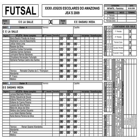 SúMula de Futsal 2009