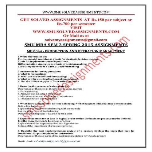 Smu mba sem 2 spring 2015 assignments