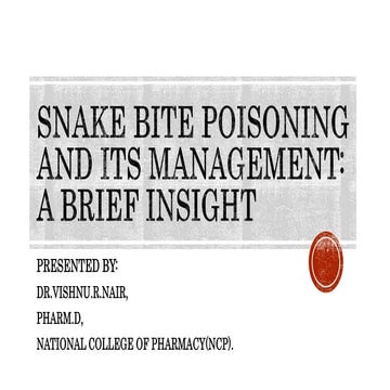 Snake bite poisoning and its treatment by RxVichuZ!