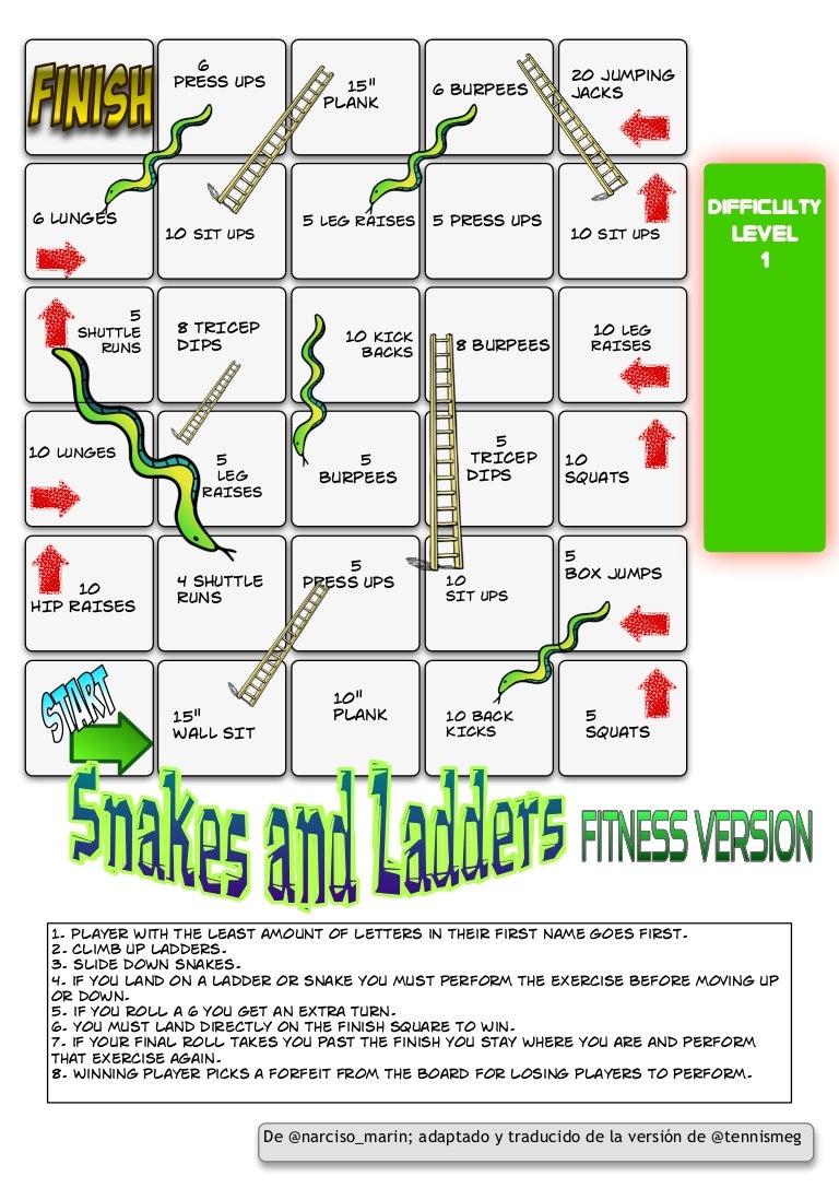 Snakes and Ladders Fitness Game