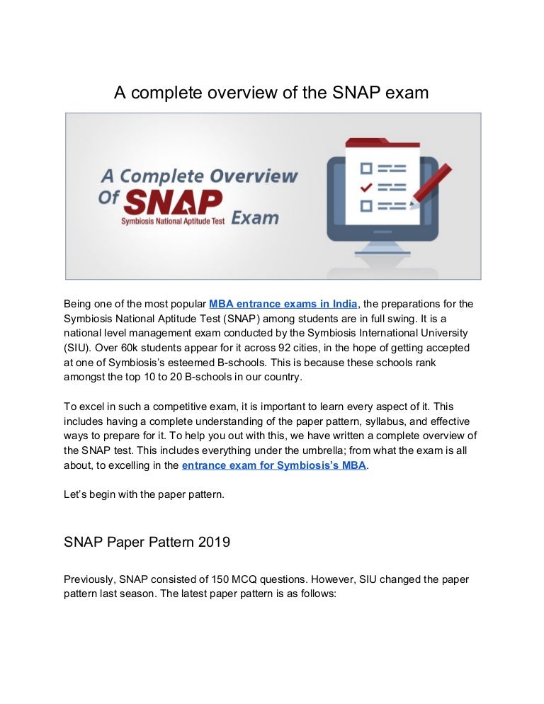 Snap A complete overview of the snap exam