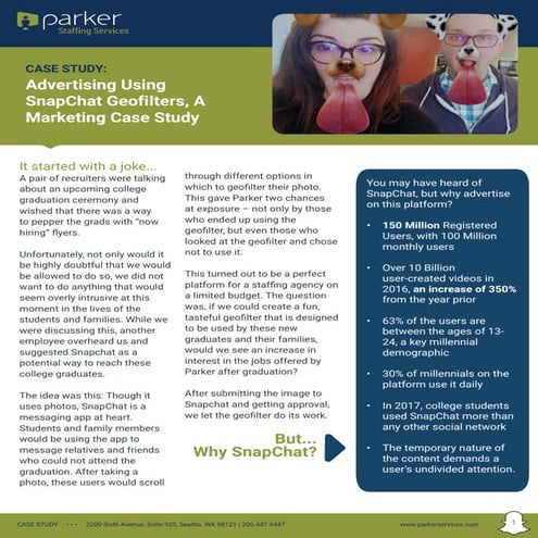 Advertising Using SnapChat Geofilters, a Marketing Case Study