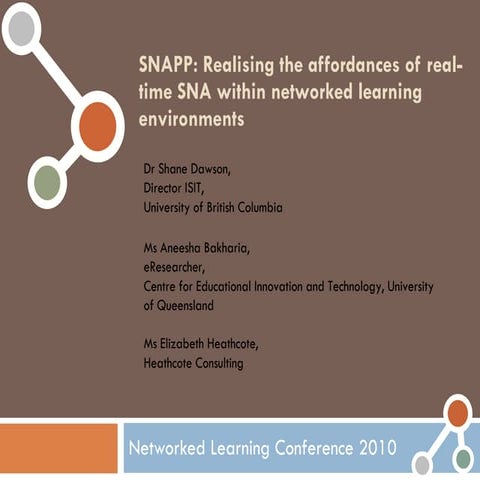 SNAPP: Realising the affordances of real-time SNA within networked ...