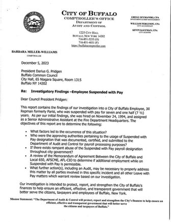 Buffalo paid leave investigation findings