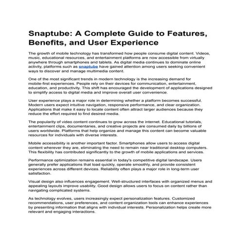 Snaptube: Comprehensive Guide to Features, Benefits, and User ...