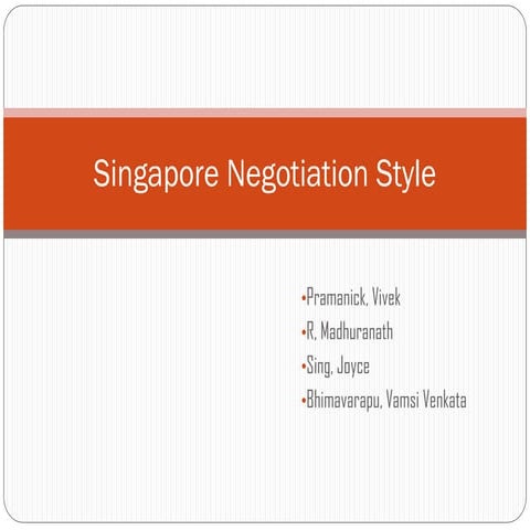Singapore Negotiation Style