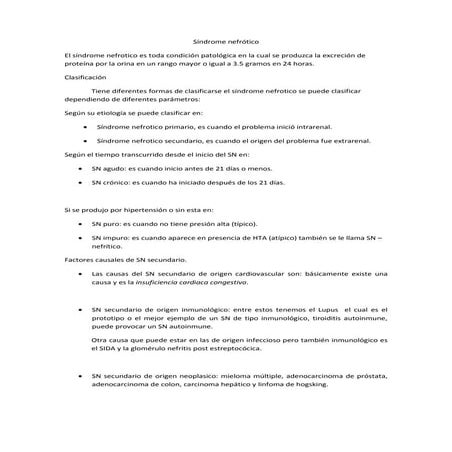 Síndrome nefrotico