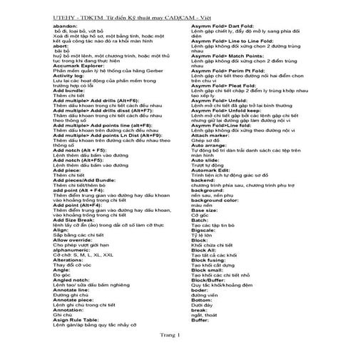 TÁC DỤNG CÁC LỆNH TRONG GERBER ACCUMARK 8.5