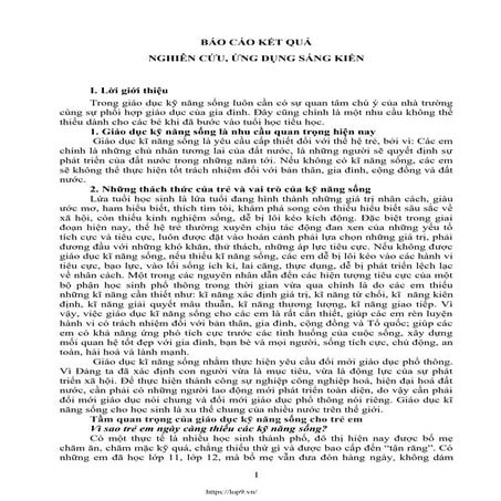 Sáng kiến kinh nghiệm Một số biện pháp nhằm nâng cao kĩ năng sống cho học sin...