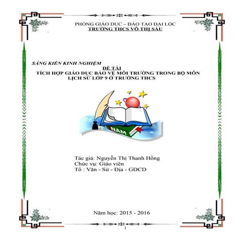 Sáng kiến kinh nghiệm tích hợp giáo dục bảo vệ môi trường trong bộ môn lịch s...