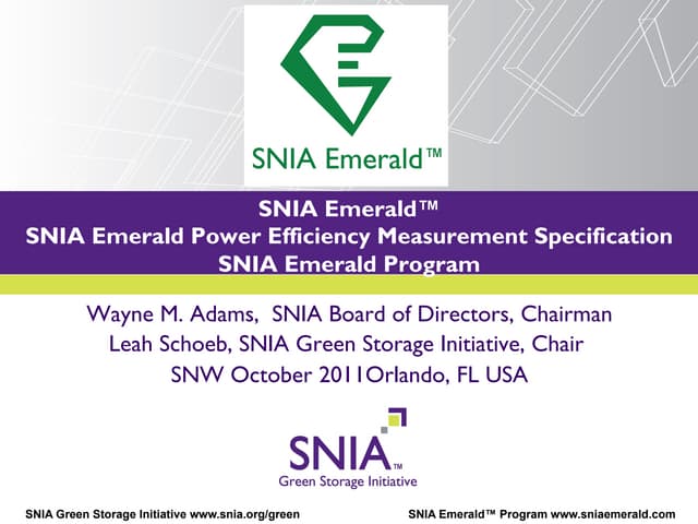 SNIA Emerald Introduction