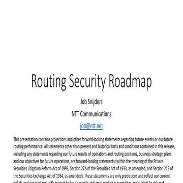 Routing Security Roadmap