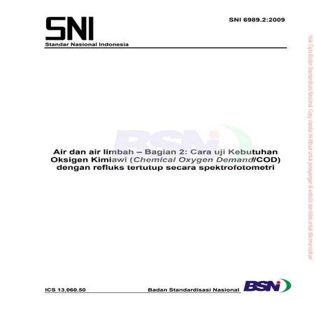 SNI 6989.2:2009 tentang Air dan Air Limbah - Bagian 2: Cara Uji ...