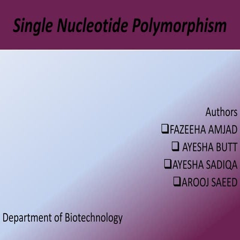 Single Nucleotide Polymorphism