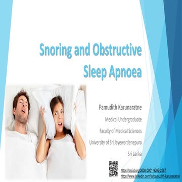 Snoring and Obstructive Sleep Apnoea by Pamudith Karunaratne