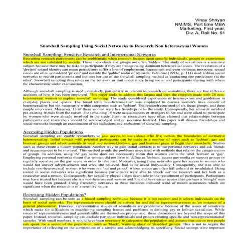 Snowball Sampling Using Social Networks to Research Non heterosexual Women