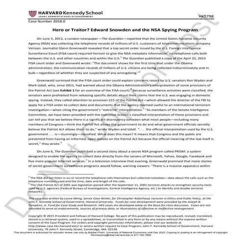 Snowden EC business ethics study case for student | PDF