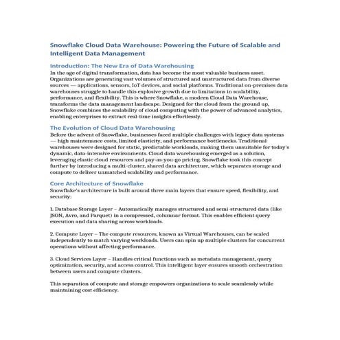Snowflake Cloud Data Warehouse Framework