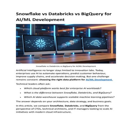 AI/ML Development: Snowflake vs Databricks vs BigQuery | PDF