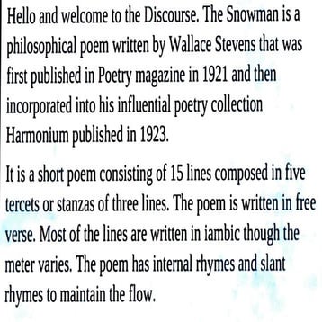 American Literature Snowman by Wallace Stevens