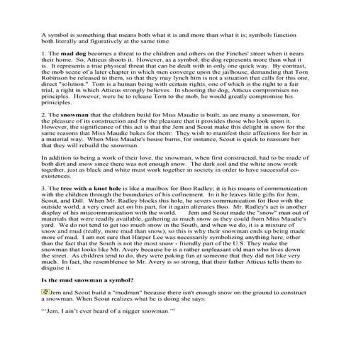 Snowman symbol in to kill a mockingbird