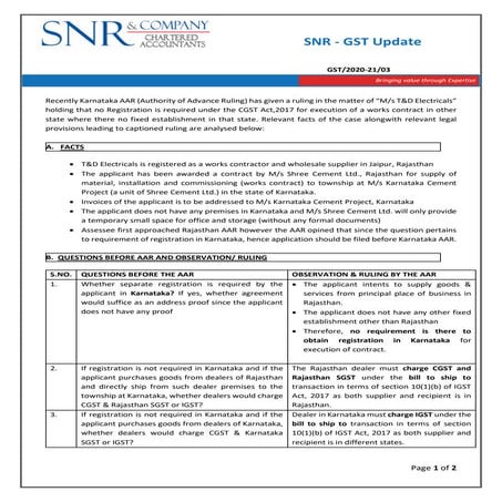 Snr gst update