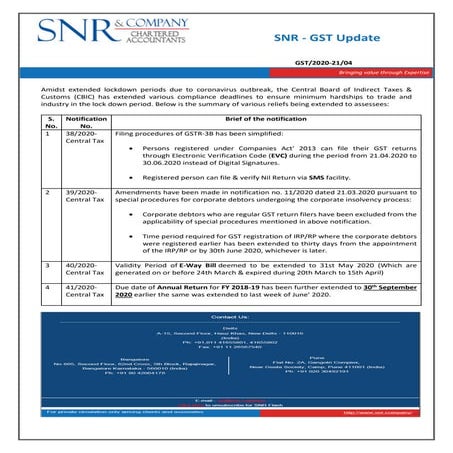 Snr gst update