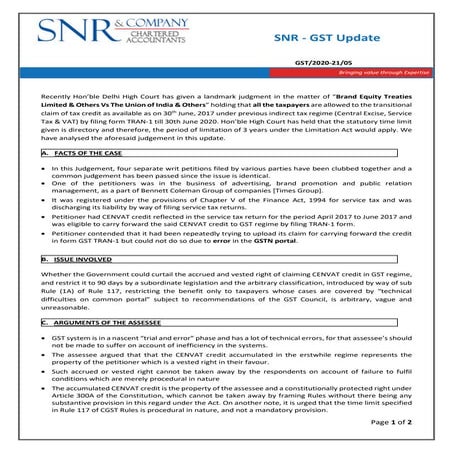 Snr gst update