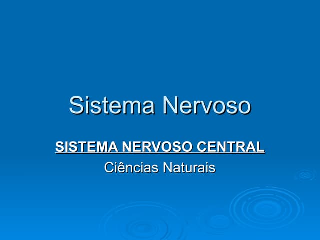 Sn sistema nervoso central