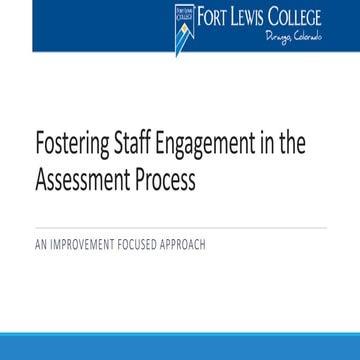 Fostering Staff Engagement in the Assessment Process: An Improvement focused...